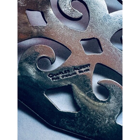 Charles Albert, Estate, Sterling Silver 925 Openwork Cuff Bracelet For 6" Wrist - Picture 9 of 9